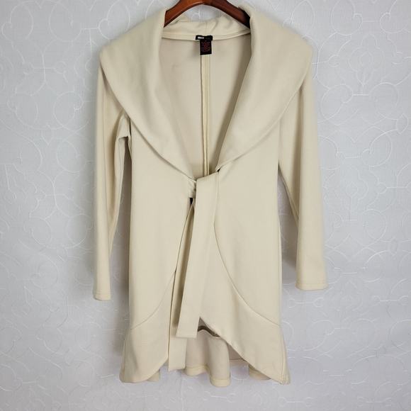 OS LAB Womens Jacket Size Small Cream Collared Long Sleeve Flare Cardigan - Picture 1 of 6